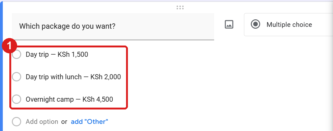 A multiple choice question with a price in each answer (1)