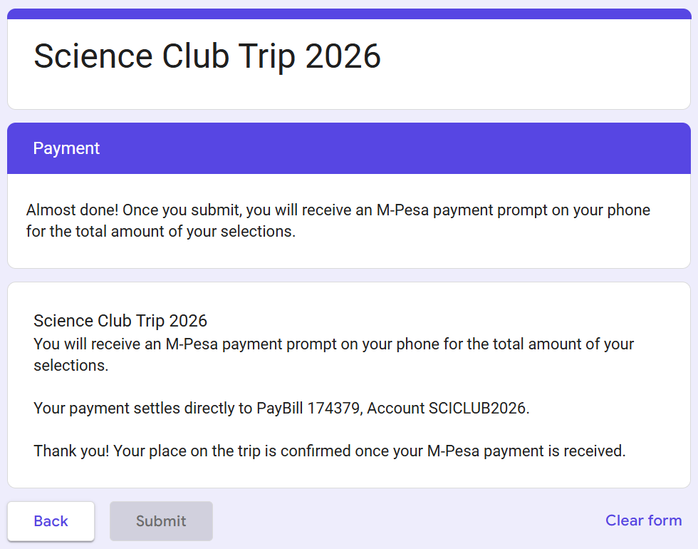 The Payment page people see before they submit